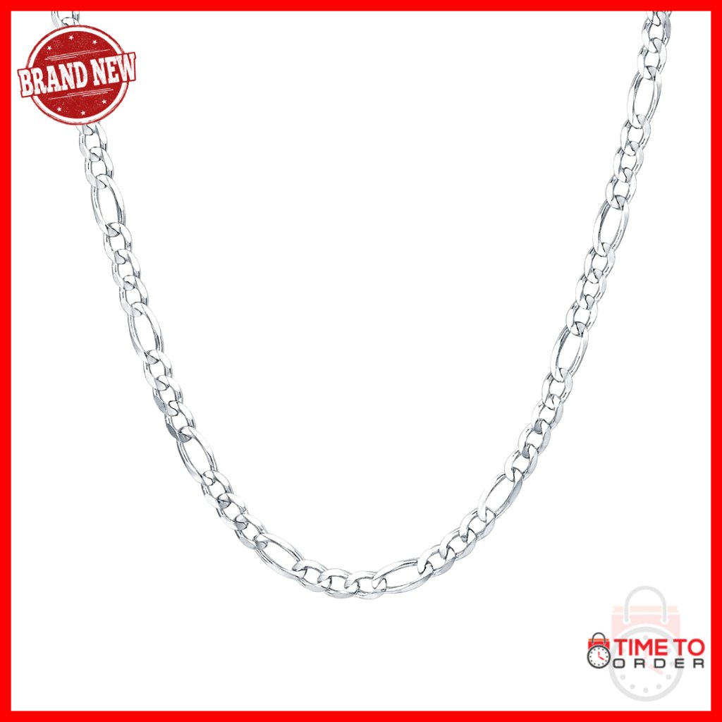 925 Sterling Silver Figaro Chain Necklace 3-5mm Lobster Clasp 16-26in